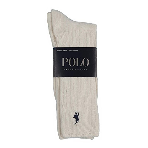 Polo Ralph Lauren Mens Classic Crew Socks with Pony Logo Natural 10-13