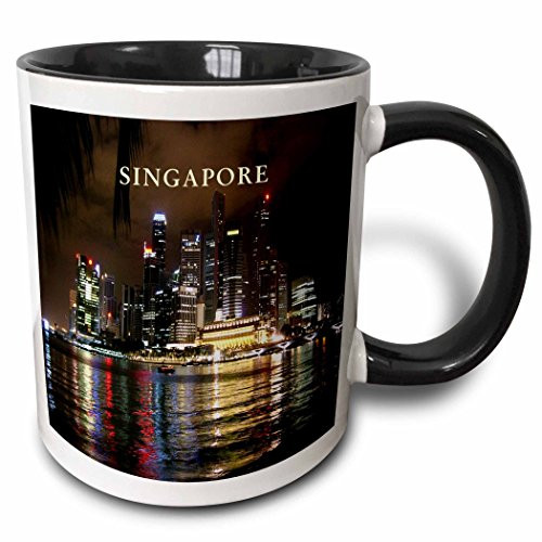 3dRose mug_80574_4 "Beautiful Photo Of Singapore At Night" Two Tone Black Mug, 11 oz, Multicolor
