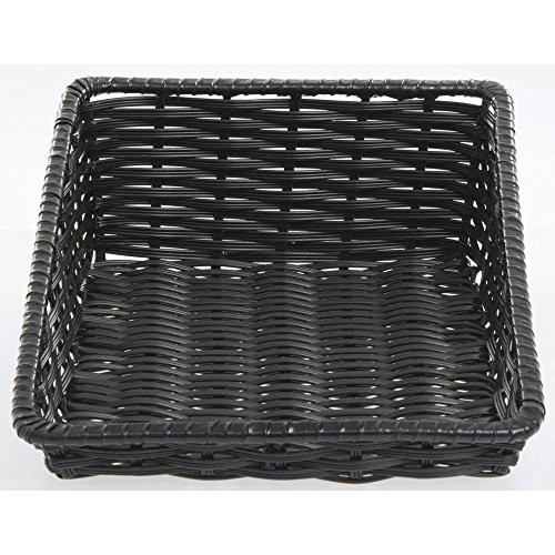 Wicker Look Tapered Storage Basket Rectangular Black- 11 12L x 16D x 1 12 to 5H