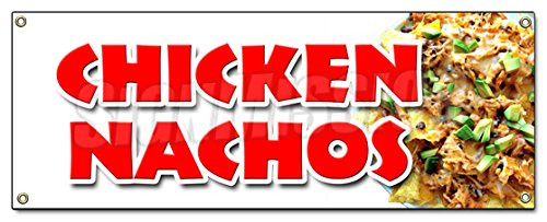 Chicken Nachos Banner Sign Snack Melted Mexican Chili Taco tex mex Food