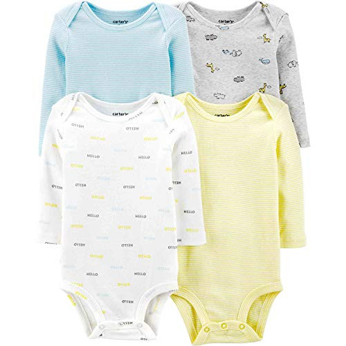 Carters Baby Boys 4-Pack Long Sleeve Original Bodysuits Hello 9 Months
