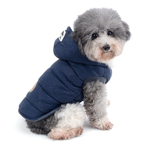 Ranphy Dog Winter Fleece Coat Cold Weather Jacket Hoodie for Small Medium Dogs Pet Cotton Padded Vest Coat Blue XXL