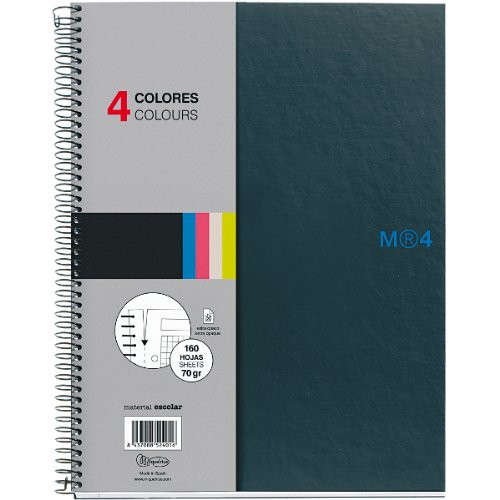 Miquelrius A4 8_3 X 11_75 Graphite Wirebound Notebook 4-Subject College Ruled