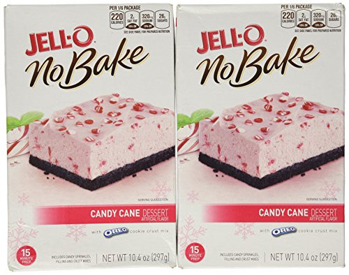 Jell-o Candy Cane No Bake Dessert with Oreo Cookie Crust 2 Pack