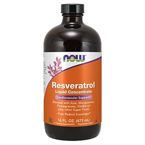 NOW Supplements Natural Resveratrol with Acai Mangosteen Pomegranate Goji Berry VitaBerry®  and  other Super Fruits 16-Ounce Liquid Concentrate