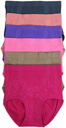 ToBeInStyle Womens 6 Pack One Size High-Waisted Briefs in Multiple Styles 3X Simple Floral Print High-Waisted Briefs 2