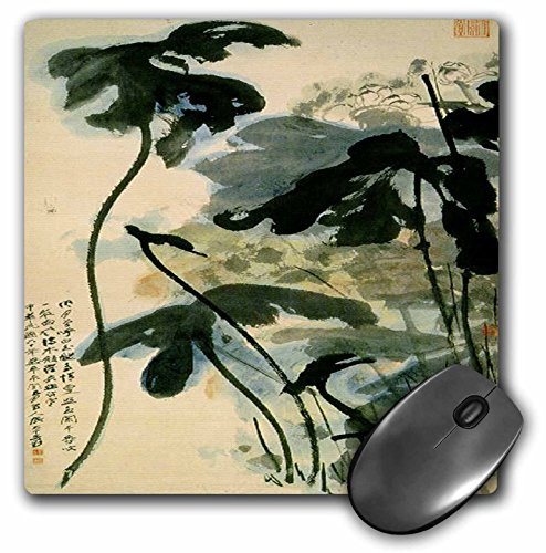 3dRose LLC 8 x 8 x 0.25 Inches Mouse Pad, Picture of Ancient Chinese Lotus Painting (mp_62635_1)