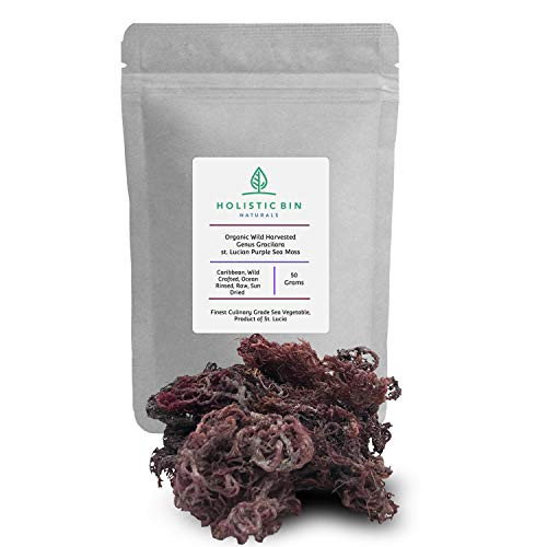 Purple Sea Moss by Holistic Bin Wildcrafted Irish Sea Moss Organic Raw 50 grams Purple Sea Moss by Holistic Bin Wildcrafted Irish Sea Moss Organic Raw 50 grams