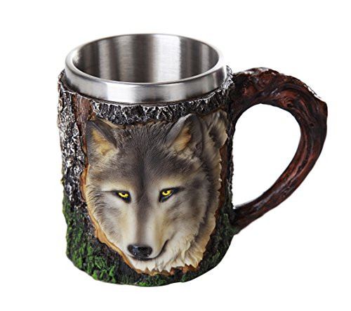 Pacific Giftware Wild Wolf Mug Stainless Steel Liner Collectible Tankard 13oz