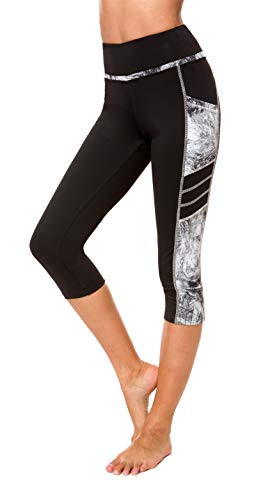 Munvot Womens Capri Yoga Pants Active Workout Pants Running Leggings Side Pocket L