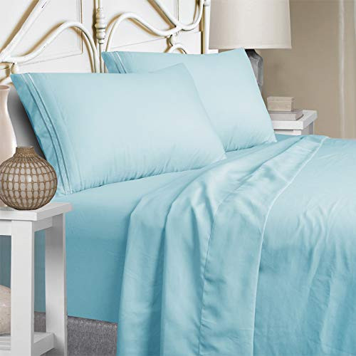Mejoroom King Size Sheets1800TC Luxury King Sheets with 15-inch Deep PocketPremium Bedding Collection - Extra Soft Breathable Wrinkle Fade Stain Resistant Hypoallergenic - 4 Piece King Aqua