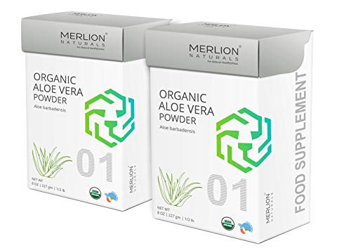 Organic Aloe Vera Powder by Merlion Naturals Aloe barbadensis 454gm 16OZ 1lb USDA NOP Certified 100% Organic 2 Pack of 227gm Organic Aloe Vera Powder by Merlion Naturals Aloe barbadensis 454gm 16OZ 1lb USDA NOP Certified 100% Organic 2 Pack of 227gm