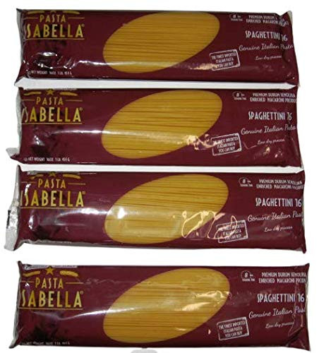 Pasta Isabella Imported Italian Spaghettini 16 Premium Durum Semolina Enriched Macaroni - Low Dry Process - 16 Oz - 1 Lb 4 Pack