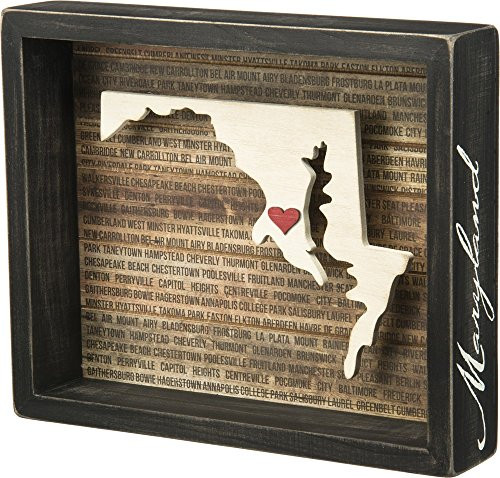 Primitives by Kathy Wanderlust Box Sign, 9 x 7.5-Inch, Maryland