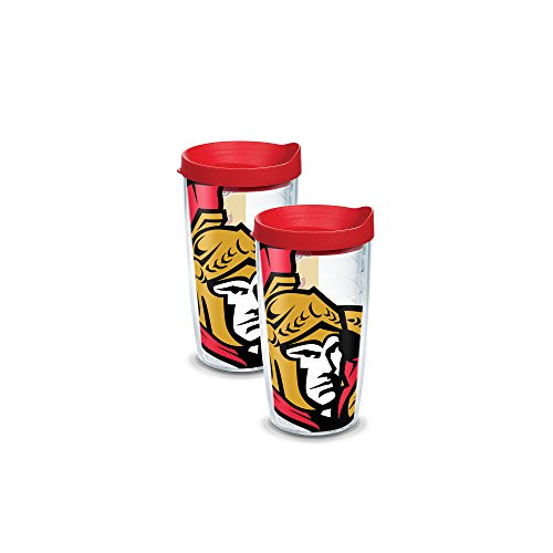 Tervis 1105142 NHL Ottawa Senators Colossal Tumbler with Wrap and Red Lid 2 Pack 16oz, Clear Tervis 1105142 NHL Ottawa Senators Colossal Tumbler with Wrap and Red Lid 2 Pack 16oz, Clear