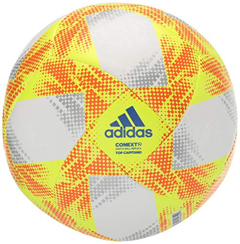 adidas Conext 19 Top Capitano Soccer Ball WhiteSolar YellowSolar RedFootball Blue Bottom Silver Metallic