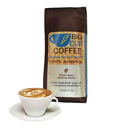 Big Cup Coffee 14 OZ Whole Bean 100% Arabica Medium Roast ~ High-Altitude SHB ~ Austins Premium Local Small Batch Roasted Coffee