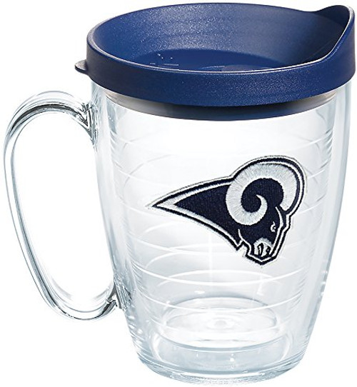 Tervis 1268455 NFL Los Angeles Rams Primary Logo Tumbler with Emblem and Navy Lid 16oz Mug, Clear