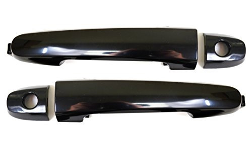 PT Auto Warehouse TO-3180S-FP - Outside Exterior Outer Door Handle Smooth Black - with Keyhole Front LeftRight Pair