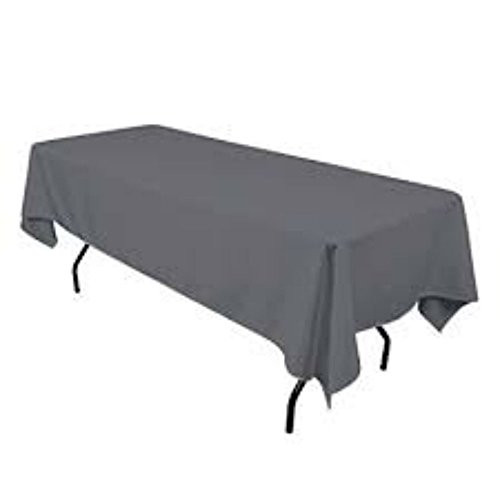 LinenTablecloth Rectangular Polyester Tablecloth, 60-Inch by 126-Inch, Charcoal