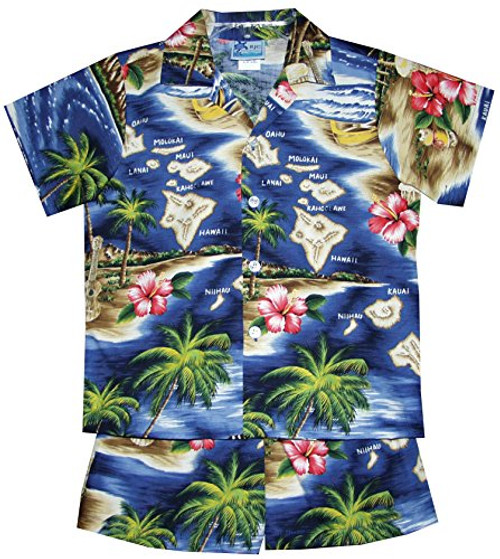 RJC Boys Hibiscus Hawaiian Island 2pc Cabana Set Navy Blue - 6