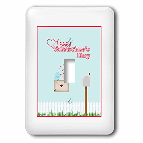 3dRose lsp_173170_1 Birds Taking Valentine To Mailbox, Happy Valentines Day, Pink, Blue, Red - Single Toggle Switch