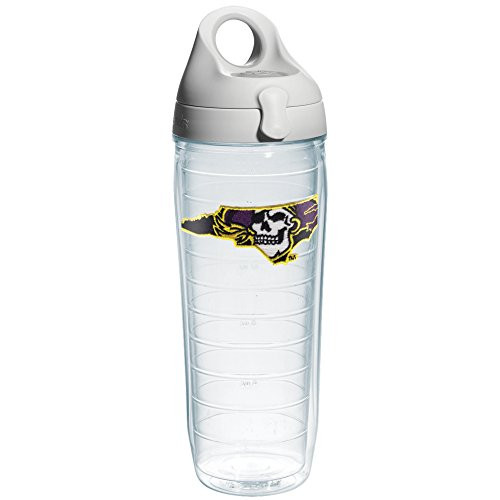 Tervis E Carolina Jolly Roger Emblem Individual Water Bottle with Gray lid 24 oz Clear