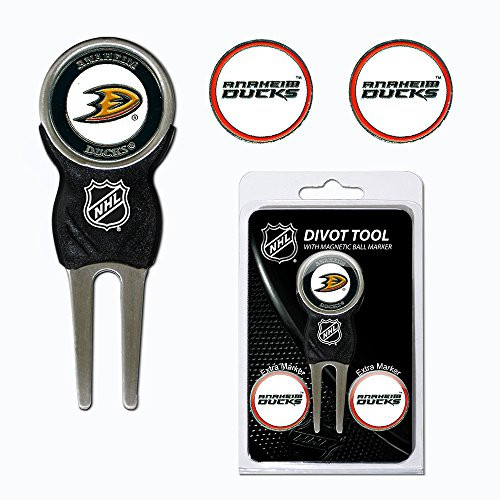 Team Golf NHL Anaheim Ducks Divot Tool with 3 Golf Ball Markers Pack Markers are Removable Magnetic Double-Sided Enamel