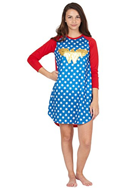 Wonder Woman DC Comics Logo Ragalan Pajama Nightgown Blue 1820