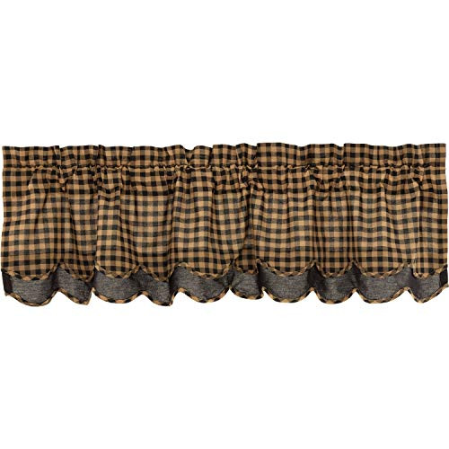 VHC Brands Primitive Kitchen Curtains Rod Pocket Cotton Check 16x60 Valance Raven Black VHC Brands Primitive Kitchen Curtains Rod Pocket Cotton Check 16x60 Valance Raven Black