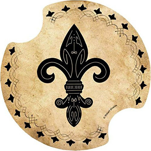 Thirstystone Fleur de Lis II Car Cup Holder Coaster, 2-Pack
