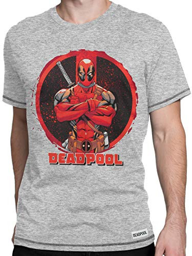 Marvel Mens Deadpool T-Shirt Grey Size Small