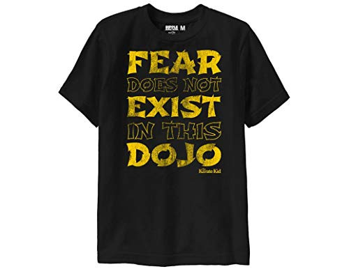 Ripple Junction Karate Kid Youth Fear Does Not Exist in This Dojo Heavy Weight 100% Cotton Crew T-Shirt YL Black