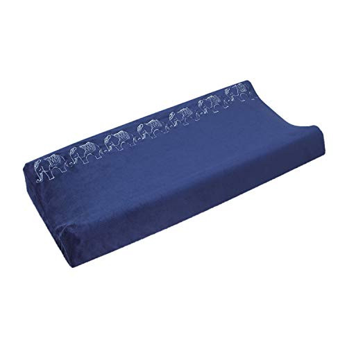 NoJo Serendipity Navy with Ivory Elephants Super Soft Changing Pad Cover NavyGrey