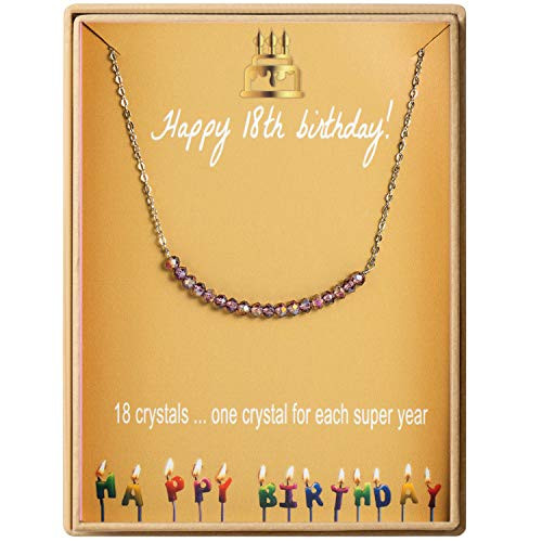18th Birthday Gifts Necklace for Girls S925 Sterling Silver Necklace 18 Crystal Beads for 18 year old Girl Jewelry Gift for Her
