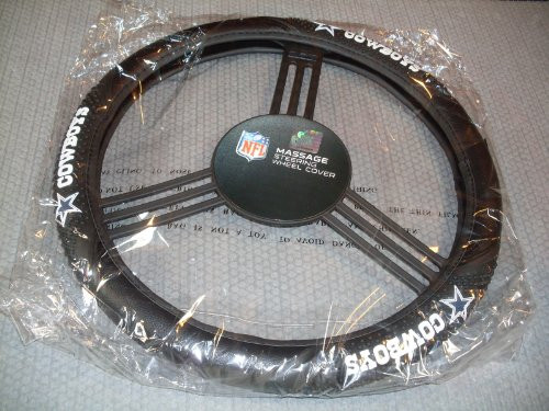 Fremont Die NFL Dallas Cowboys Massage Grip Steering Wheel Cover Fits Most 14 to 15 Steering Wheels BlackTeam Colors Fremont Die NFL Dallas Cowboys Massage Grip Steering Wheel Cover Fits Most 14 to 15 Steering Wheels BlackTeam Colors