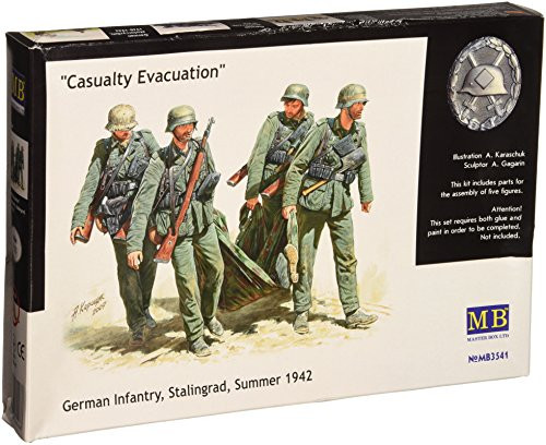 Master Box Casualty Evacuation German Infantry Stalingrad Summer 1942 (5) Figure Model Building Kits (1:35 Scale)