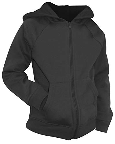 Black Hooded Sweatshirt Full Zip-up Cozy Fleece Hoodie Boys or Girls Size 6