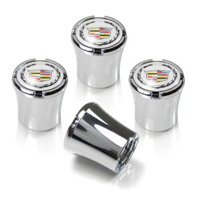 Cadillac Logo Chrome Tire Stem Valve Caps