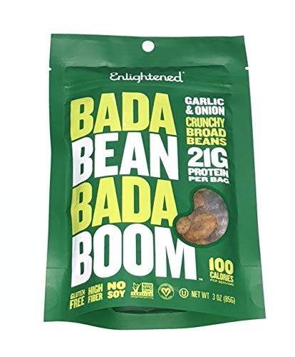 Enlightened Bada Bean Bada Boom Crunchy Broad Beans 3 oz - 6 Bags BADA BEAN GARLIC  and  ONION 3oz 6PK