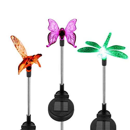 KANGXIONG Solar Garden Stake Lights, 3-Pack Solar Garden Lights Outdoor Color Changing LED Lights with Butterfly Dragonfly Hummingbird Stake for Garden, Pathway, Lawn, Yard, Patio Decoration KANGXIONG Solar Garden Stake Lights, 3-Pack Solar Garden Lights Outdoor Color Changing LED Lights with Butterfly Dragonfly Hummingbird Stake for Garden, Pathway, Lawn, Yard, Patio Decoration