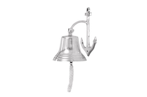 Deco 79 28301 Aluminum Wall Bell with Long Braided Lanyard