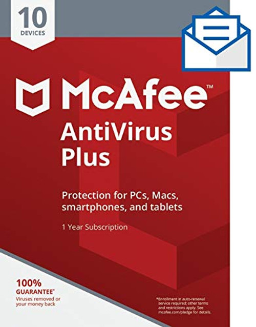 McAfee AntiVirus Protection Plus 2021 10 Device Internet Security Software 1 Year - Key Card