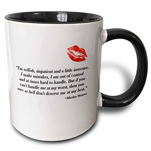 3dRose mug_162254_4 Famous Marilyn Monroe quote - Two Tone Black Mug, 11oz