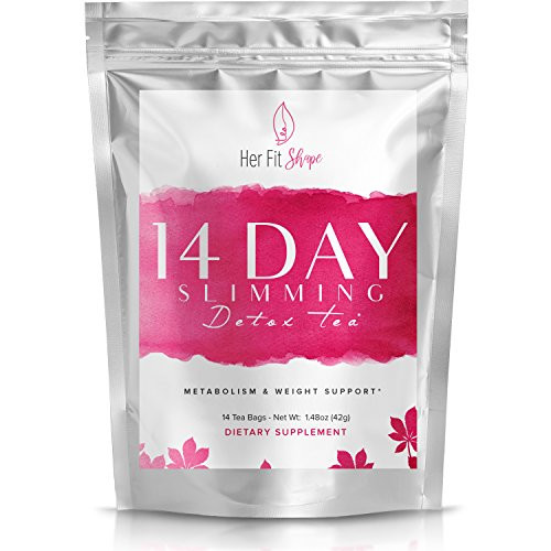 Her Fit Shape - 14 Day Slimming Tea Detox - Boost Weight Loss - Suppress Appetite - Reduce Bloating - Gentle Cleansing to Promote Digestive Health 14 Tea Bags - 3g ea Her Fit Shape - 14 Day Slimming Tea Detox - Boost Weight Loss - Suppress Appetite - Reduce Bloating - Gentle Cleansing to Promote Digestive Health 14 Tea Bags - 3g ea