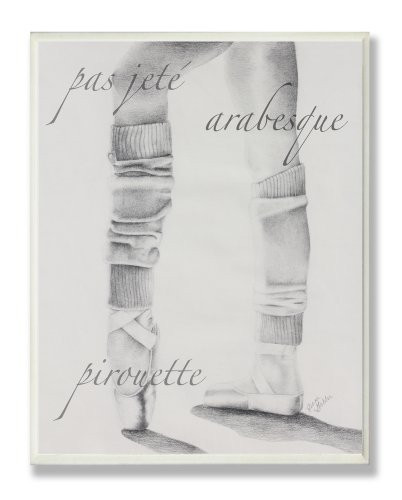 The Kids Room by Stupell Black and White Ballet Silouhette Typography Rectangle Wall Plaque