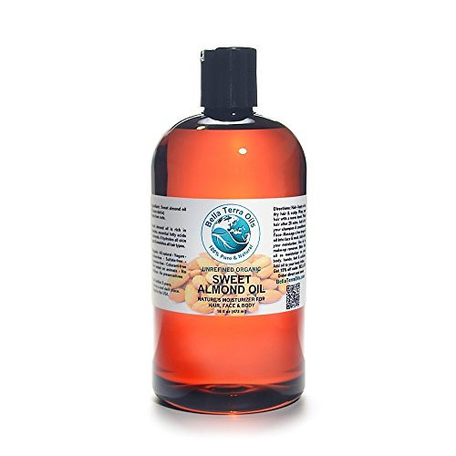Sweet Almond Oil 16 oz 100% Pure Cold-pressed Unrefined Organic - Bella Terra Oils