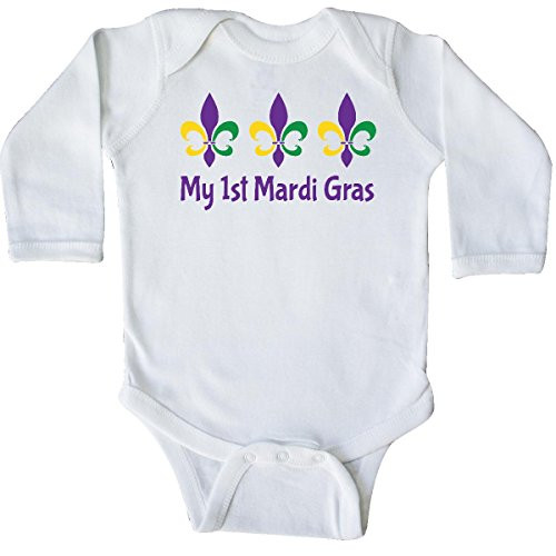 inktastic My 1st Mardi Gras Fleur De Long Sleeve Creeper 12 Months White 1cb67