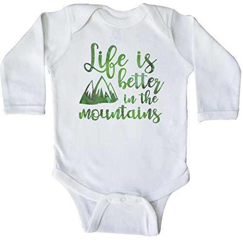 inktastic Lifes Better Mountains Long Sleeve Creeper Newborn White 26956