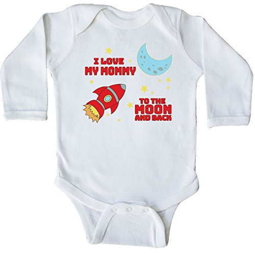 inktastic I Love My Mommy to The Moon Long Sleeve Creeper 6 Months White 278f5